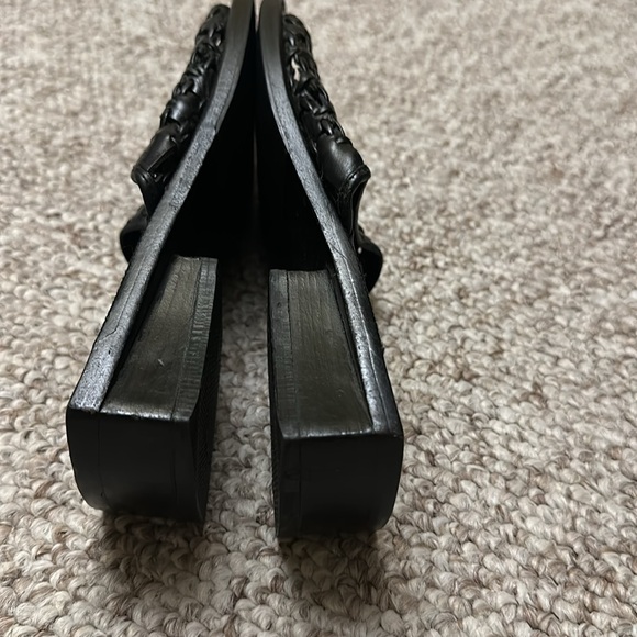 Cole Haan Shoes Woven Black Leather Slide Slip - Picture 4 of 5